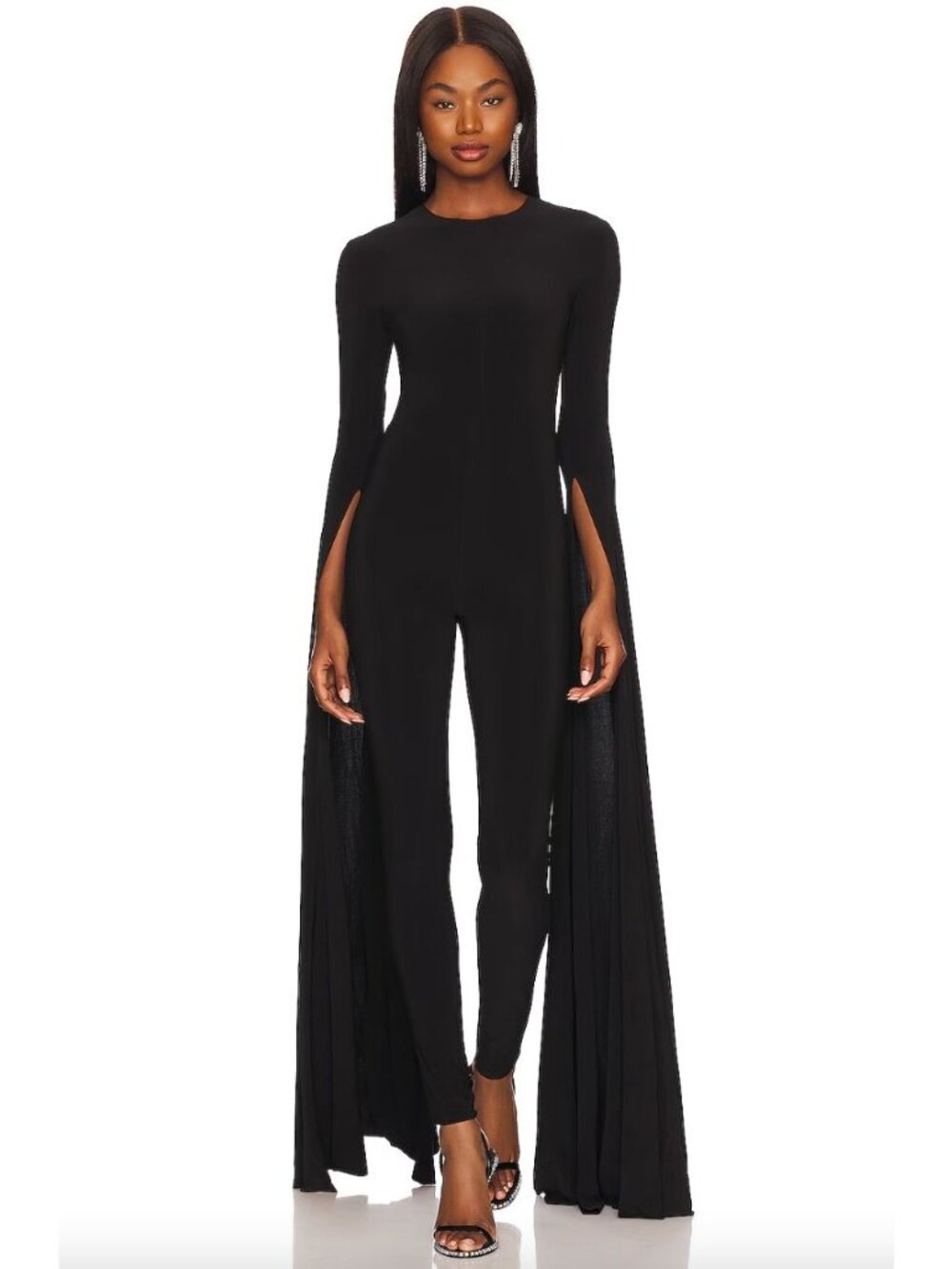 NORMA KAMALI Ribbon Sleeve Open Back Catsuit Jumpsuit M Purple